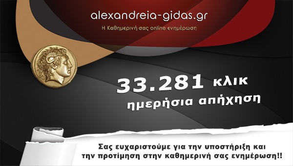 33.281 φορές διαβάστηκε χτες το Αλεξάνδρεια-Γιδάς, σας ευχαριστούμε!