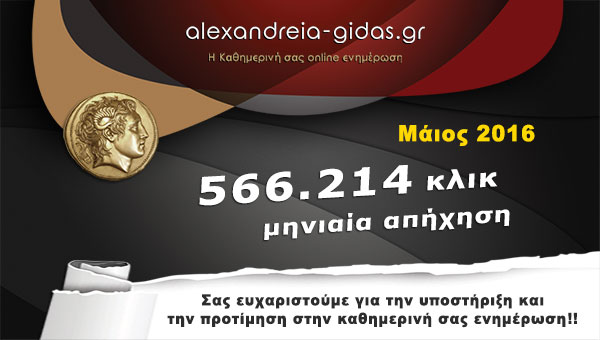 566.214 φορές διαβάστηκε το Αλεξάνδρεια-Γιδάς τον Μάιο του 2016 – Ευχαριστούμε!